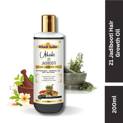 Image of Khadi 21 Jadibooti Hair Oil 200ml | Pure & Natural Oil for Hair Growth, Dry & Frizzy Hair | Non Sticky, Paraben & Mineral Oil Free | For All Hair Types | Daily Use for Men & Women