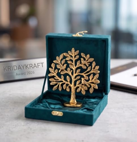Image of KridayKraft Metal Kalpavriksha Tree of Life Showpiece - Gold Wish Fulfilling Tree for Vastu & Feng Shui | Good Luck Gift for Home, Temple, Office & Housewarming