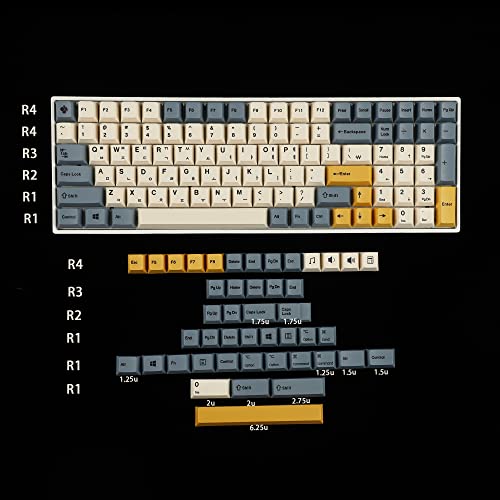 Ymdk 145 Apricot Yellow Korean Dye-Sub Mac Keycaps Thick Pbt Cherry Profile Key Caps For Tkl 61 64 68 75 87 96 104 108 Gmmk Mx Mechanical Keyboard thumb #1