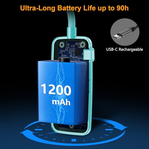 Image of Gritin 2 Pack 19 LED Rechargeable Book Light for Reading in Bed | Eye Caring 3 Color Temps,Stepless Dimming Brightness,Memory Function,90 Hrs Runtime Lightweight Clip on Light-Blue
