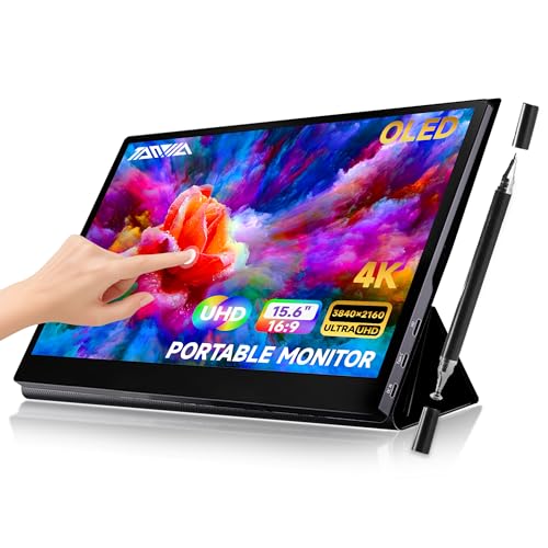 TANXJIA Pro 15.6” 4K OLED Portable Monitor Touchscreen with Exclusive Touch OSD Menu,10-bit 100% AdobeRGB,AES Stylus,Metal Rotating Stand & Smart Cover for Photography,Video Editing,Graphic Design