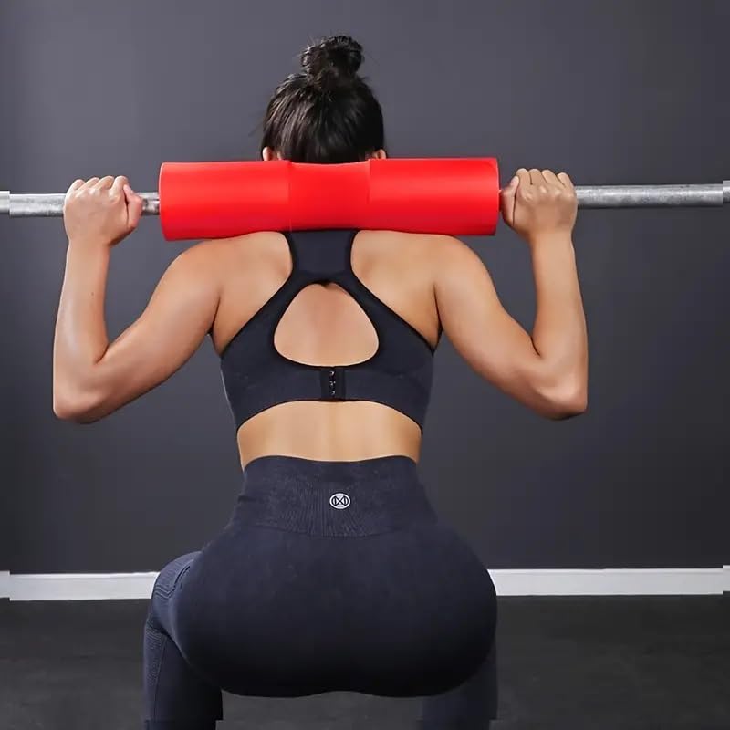 Fitcozi Pad for Squats, Lunges and Hip Thrusts - Weight Lifting Bar Cushion Pad Protector for Neck and Shoulder - Fit Standard and Olympic Bars (Barbell Pad Red) 3