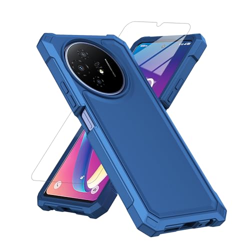 WODAF for TCL 60 XE NXTPAPER 5G/ TCL 50 XL 5G Case with Screen Protector Hard PC Front Frame and Soft TPU Back Shockproof Bumper Case (Blue)