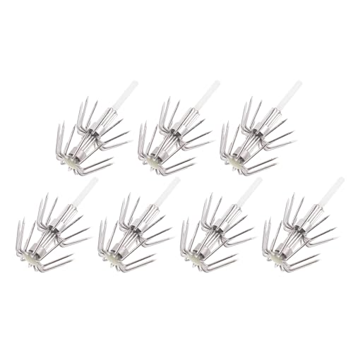 Alipis Anzuelos Luminosos de Acero Inoxidable para Pesca Señuelos 7 Piezas Resistentes para Pesca de Pulpo y Calamar Mar