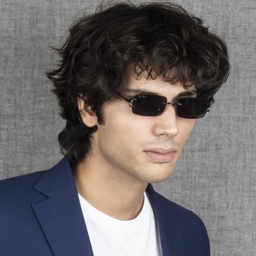 Image of Ted Smith Mens Womens Polycarbonate Uv Protection Metal Rectangular Sunglasses