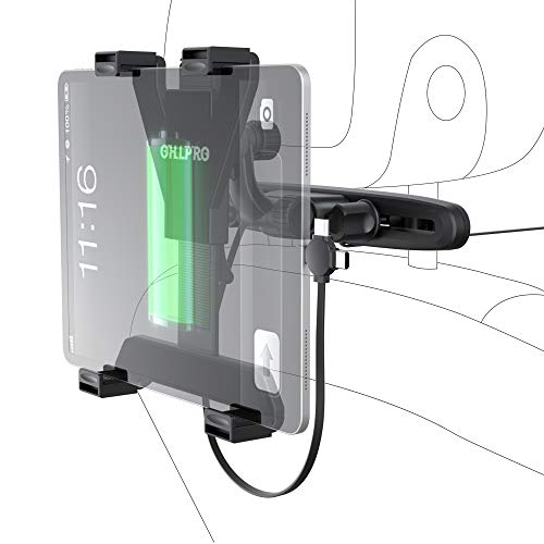 Tablet Car Headrest Mount, OHLPRO Universal Multi Retractable Car Fast Charger Tablet Holder Car Backseat Mount 3 in 1 for | iPad | Samsung | Android | Attach to 7- 12.5 Tablet