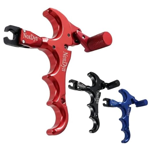 Avalon BOGENSPANNER - Recurve und Langbögen geeignet 8 FymzeuQ 4 Finger Spannhilfen Bogenauslösung für Compoundbogen, Rot 360° drehbarer Klemmbacken Daumen-Auslöser Bogensportzubehör