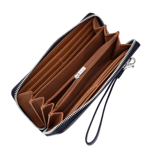 Image of Fossil Women's Logan Leather RFID-Blocking Zip Around Clutch Wallet with Wristlet Strap for Women