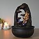 Zen Light Buddha Ganesh Innenbrunnen mit farbenfrohen LED-Licht-Feng Shui Zen Dekoration-Brunnen des Büros Salon Schlafzimmer-Bed-Träger-H 40 cm-Mystic Zen’light, Harz, Schwarz + Gold, Large