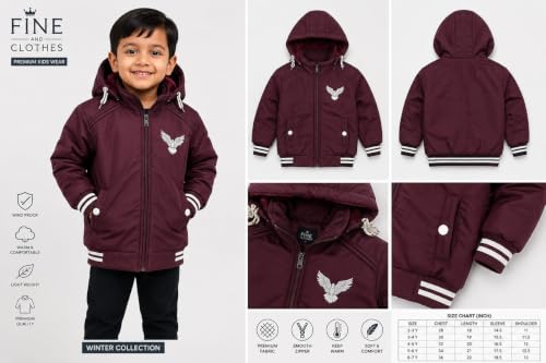 Image of Hooded Bomber Eagle Print Jacket for Kids (Black)