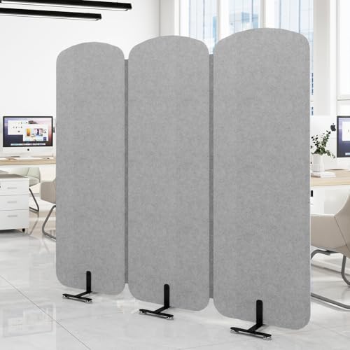 Natwind 3-Panel Office Room Divider, 73.2 x 71 inches Portable Office Partition, Freestanding...