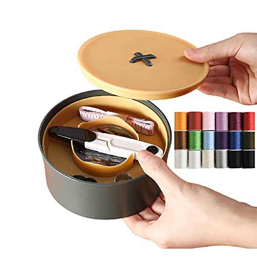 YIVIYAR Sewing Kit for Home, Easy Carrying and Storage Sewing Box Premium DIY Sewing Supplies with Sewing Accessories Travel Sewing Set for Beginners Adults Studentsï¼ˆYellowï¼‰