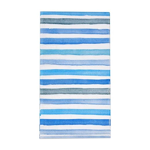 100 Blue and White Striped Guest Napkins Decorative Hand Towels 3 Ply Disposable Paper Multicolored Aqua Teal Napkin for Bathroom Toilet Powder Room Holiday Wedding Bridal Shower Dinner Party Towel