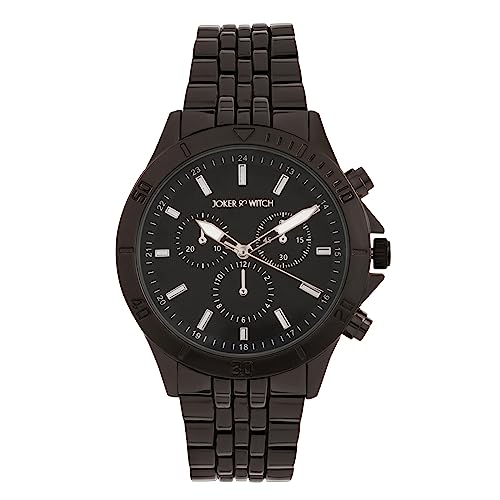 Image of Joker & Witch Stainless Steel Viola And Will Couple Analogue Watches, Brown Dial, Black Band