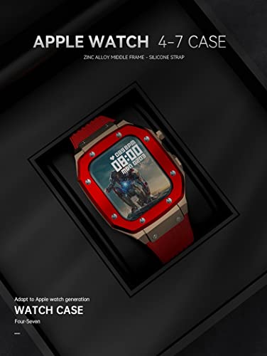 Kit modification Apple Watch 44mm bracelet caoutchouc bumper bleu - 5