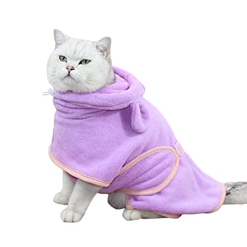 BT Bear Dog Bathrobe,Super Absorbent Dog Quick Drying Microfiber Coat Hooded Bath Towel for Puppy Small Dogs Cat(XS,Purple)
