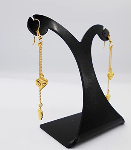 Lovely Dangle Earrings 23k 24k Thai Baht Yellow Gold Plated Filled Earrings Design From Thailand (E-205)3