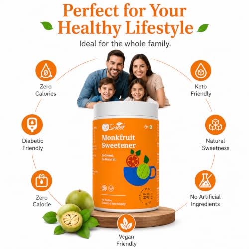 Image of So Sweet Monk Fruit Natural Zero Calorie Sweetener 750gm Pack of 3 (250g Each)