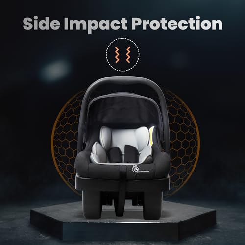 Image of R for Rabbit Picaboo Grand 4 in 1 Multi Purpose Baby Carry Cot Cum Car Seat with 3 Level Recline Position and Detachable Base Carry cot for 0 to 15 Months Baby (Black Grey)