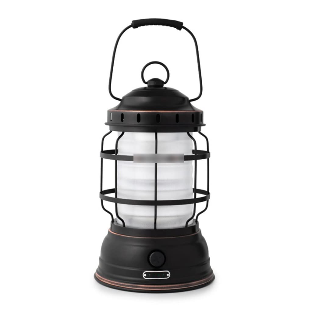 Lampa kempingowa do oświetlenia namiotu, Latarka kempingowa, interfejs USB, latarka kempingowa LED z ładowaniem retro(Black)