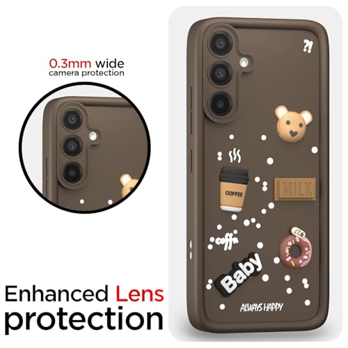 Image of Outlouders Back Cover for Samsung Galaxy A56 5G | 3D Cartoon Bear Cute Fun Silicone Full Body Protection Bumper Case (Brown)