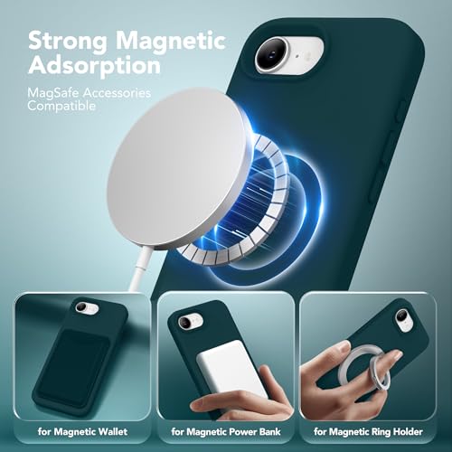 Image of Magnetic for iPhone 17e /iPhone 16e Case, Compatible with MagSafe, [Soft Anti-Scratch Microfiber Lining] Slim Silicone Shockproof Protective Phone Case for iPhone 17e /16e 6.1 inch, Deep Blue