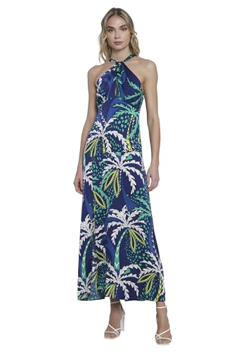 Amazon.com: Donna Morgan Halter A-Line Maxi Cocktail Wedding Guest Dresses  for Women, Navy/Ming Green : Clothing, Shoes & Jewelry