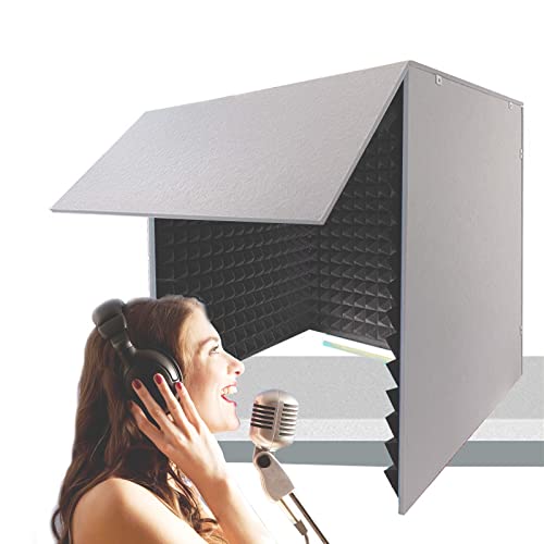 Sound Proof Foam Panels, 80*80*80CM Portable Soundproof Booth, Vocal Booth, Sound Booth, Sound Recording Vocal Booth Box, Desktop Soundproof Cover, for Desktop Studio Vocal Audio Music Recording ( Col