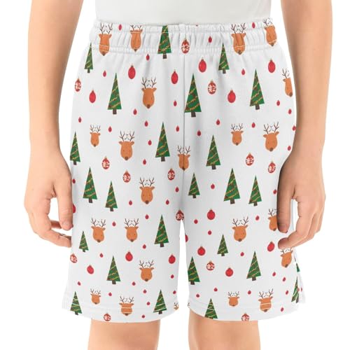 Christmas Trees Athletic Shorts with Zipper Pockets, Youth Boys Athletic Running Shorts for Summer2