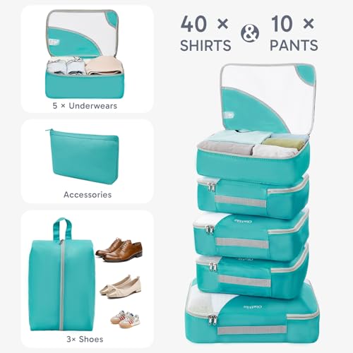 Image of OlarHike 10 Set Packing Cubes for Travel,Gifts for Women Mom,Anti-Tearing Suitcase Organizer,with Over 1000 pcs Mesh Holes,Vacation Essentials & Accessories for Cruise Ship