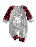 Hipea Newborn Baby Boy Christmas Clothes My First Christmas Outfit Plaid Romper Sleeve Jumpsuit Infa