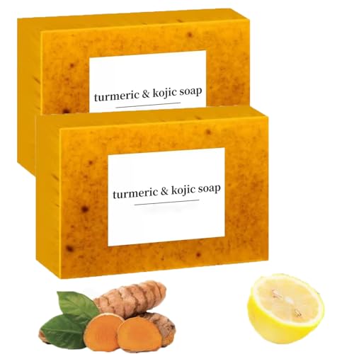 Jabón de cúrcuma de limón para cara y cuerpo, jabón de cúrcuma facial reafirmante de poros, equilibra el tono de la piel, limpieza profunda, cuidado hidratante para todo tipo de pieles. (2 piezas)