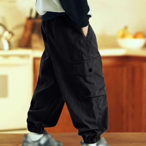 Boys Girls Kids School Cargo Pants Fashion Elastic Waist Sweatpants Casual Lightweightt Athletic Joggers with Pockets4