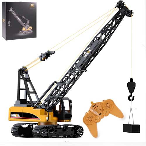 Ailejia Remote Control Truck Crawler Tower Crane Toy for Boys, 1/14 RC Truck Crane Construction Toy Tractor Digging Engineering Toy Construction Vehicle with Lights Sounds for Boys & Girls