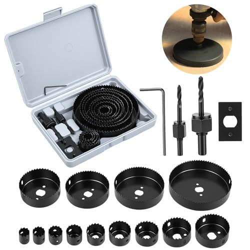 20 Pcs Coffret Scie Cloche Metal, 19 mm - 127 mm Scies Cloches pour Perceuse, hole saw set pour perçage de plaques de plâtre, bois tendre, PVC et plastique,...