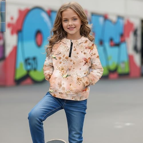 Girls Half Zip Hoodies Long Sleeve Girls Hoodies Size Kids Tops with Front Pocket2