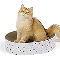 Conlun Cat Scratching Board,2 in 1 Oval Cat Scratcher Cardboard Bowl Nest,Cat Scratch Pad Corrugated Lounge Cat Bed for Indoor Cats Grinding Claw,Cat Furniture for Couch & Carpets & Sofas(43x33x10cm)
