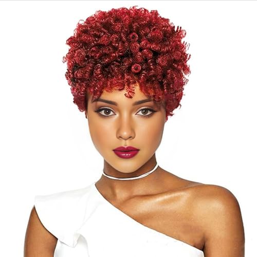 PHOCAS 10Inch 5Packs Red Short Curl Crochet Hair for Women 6MM Braids Synthetic Hair Crochet Tapered Cut for DIY Mohawk Ponytail Bun Afro Braided Wigs?20Roots/Pack)