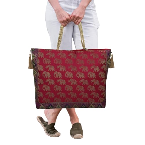 Image of Designer Ethnic Handmade Brocade Silk Tote Bag For Women's Shoulder Bag Shopping Bag For Girls 16 Inch