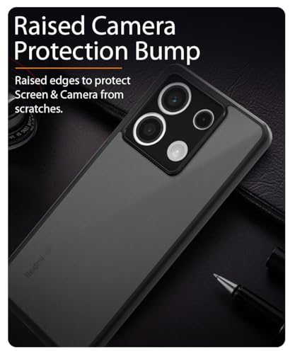 Image of WOW IMAGINE Translucent Hybrid Back Case Cover for Xiaomi Mi Redmi Note 13 5G Smoked Matte Back | Shock Proof 360 Degree Protection | Protective Hard Case - Matte Black