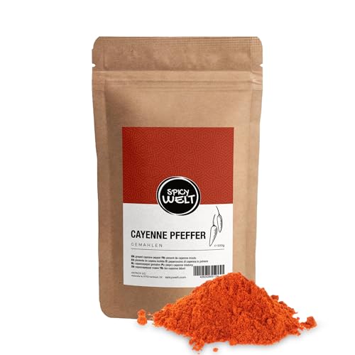 Spicy Welt Pimienta de Cayena Molida (500g) - Cayena Pura en Polvo – para Salsas Picantes, Guisos y Adobos | Intensa, Aromática y Estimulante | 100% Natural & Sin Aditivos