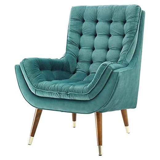 America Luxury - Chairs Modern Contemporary Living Room Lounge Club Lobby Tufted Accent Chair, Velvet Fabric, Aqua Blue