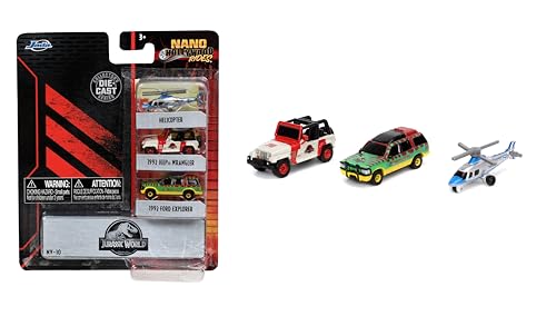 Jada Toys Jurassic World Nano 3-Pack vehículos 1.65 pulgadas miniatura 1