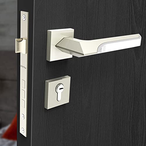 Image of Plantex Heavy Duty Door Lock - Main Door Lock Set with 3 Keys /Mortise Door Lock for Home /Office /Hotel (7082 - Satin White & Chrome)