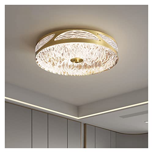 Chandelier LED moderne en verre et laiton doré pour salon