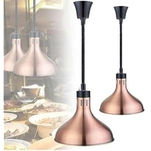 Commercial Food Heat Lamp, 2 PCS Commercial Heat Lamp Food Warmer, Buffet Food Warmer Adjustable Length Kitchen Heater Keeps Food Warm Kitchen Restaurant Equipment 250W, Copper (Copper)