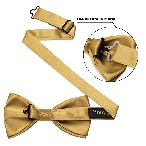 Image of YourTies Bow Ties for Men Pretied Bowties Solid Color Satin Bow Tie Formal Business Tuxedo Wedding Party Prom