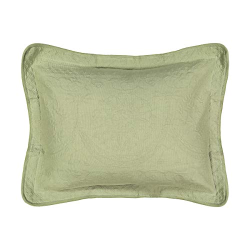 King Charles Modern Farmhouse Floral Matelasse Decorative Pillowcase, 100% Cotton Breathable Bedding, Standard Sham (20" x 26"), Sage