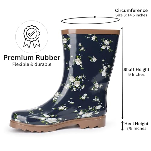 Alpine Swiss Izzy Womens Waterproof Mid Calf Rain Boots | Tall Rubber Garden Boots | Anti-Slip Outdoor Work Mud Boot | Wellington Boots Rain Shoes4