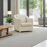 Poltrona Para Sala Decorativa Cadeira Reforçada Para Recepção Consultório Escritório Pé Cromado - Clique E Decore (Bege)